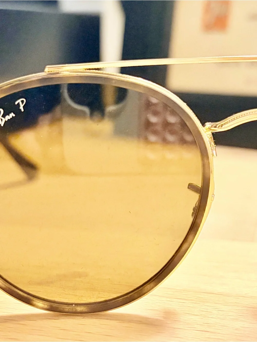 Ray-Ban Gold Frame Sunglasses with Brown Lenses